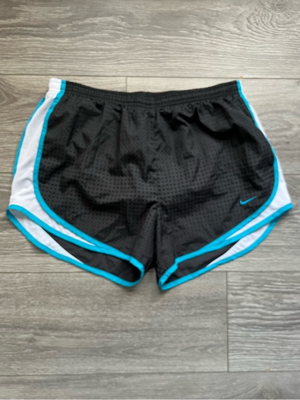 Nike Black Blue Dri Fit Women’s Running Shorts Size L Active Workout Exercise